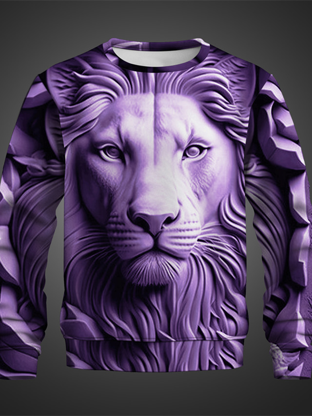  Graphic Animal Hombre Moda Impresión 3D Sudadera con capucha Festivos Vacaciones Noche Sudaderas Azul Piscina Morado Manga Larga Cuello Barco Estampado Primavera & Otoño Diseñador Sudadera con capucha