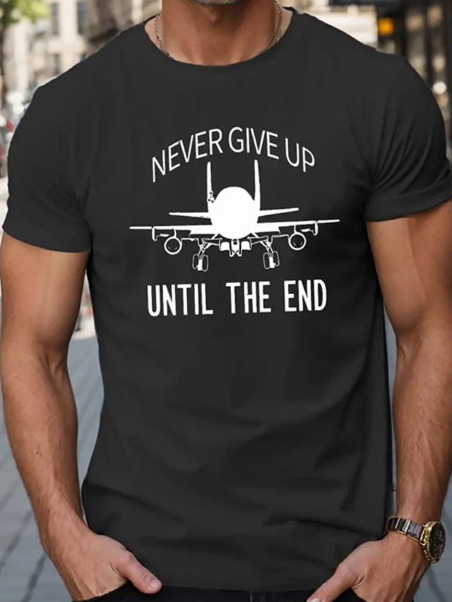  Letter Airplane Black White Gray T shirt Tee Men's Graphic Cotton Blend Shirt Sports Classic Shirt Short Sleeve Comfortable Tee Sports Outdoor Holiday Summer Fashion Designer Clothing S M L XL XXL