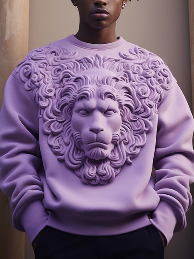  Graphic Animal Men's Fashion 3D Print Golf Pullover Sweatshirt Holiday Vacation Going out Sweatshirts Blue Purple Long Sleeve Crew Neck Print Spring &  Fall Designer Hoodie Sweatshirt