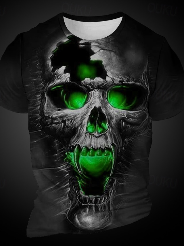  Men's Graphic Skulls T shirt Short Sleeve T shirt 3D Print Crew Neck Shirt Daily Designer Retro Vintage Sports Outdoor Holiday Going out Yellow Purple Orange Spring & Summer Clothing Apparel S M L XL
