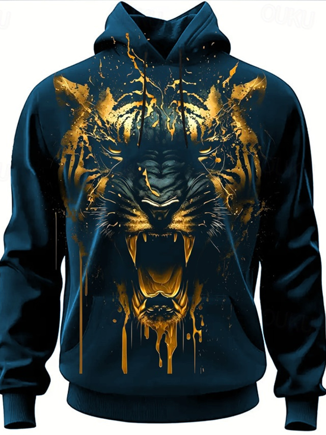  Men's Graphic Animal Hoodie Hoodies Sweatshirt Hoodie Long Sleeve Hooded Sweatshirt Hooded Fashion 3D Print Sports Outdoor Holiday Vacation Black Brown Print Front Pocket Spring &  Fall Designer