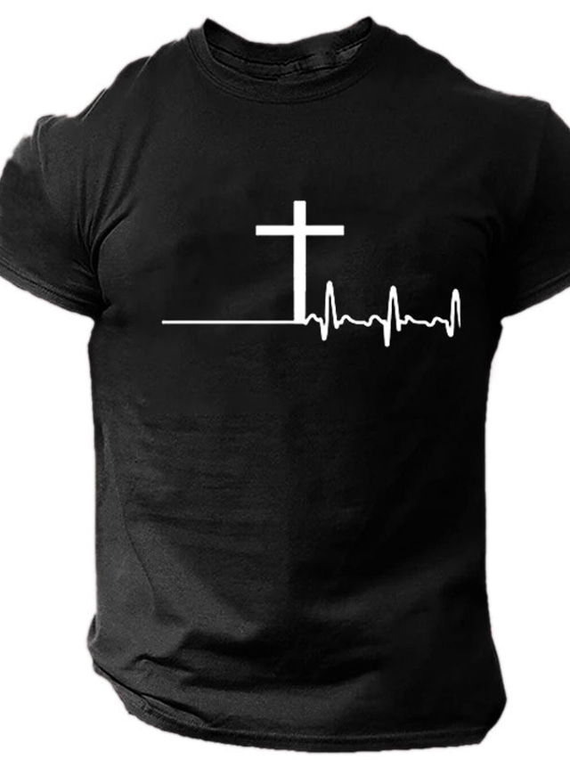  Men's Faith T shirt Tee Top Cotton Short Sleeve Graphic Shirt Black White Red Comfortable Tee Sports Outdoor Holiday Fashion Designer Clothing