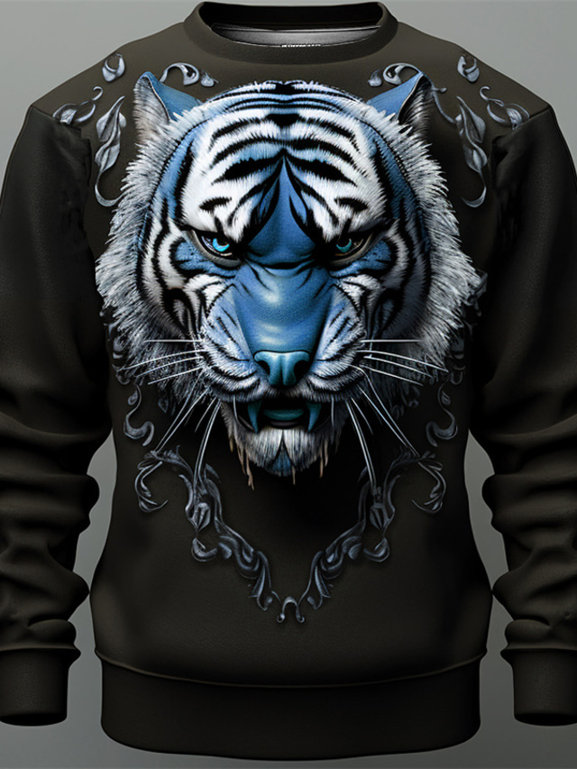  grafisk tiger herr komfort färg tröjor mode 3d print golf pullover sweatshirt semester