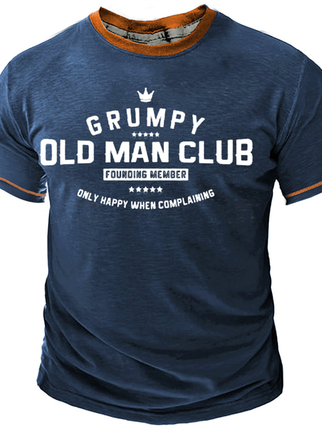  Graphic Letter Old Man Daily Designer Retro Vintage Men's 3D Print T shirt Tee Sports Outdoor Holiday Going out T shirt Navy Blue Light Grey Army Green Short Sleeve Crew Neck Shirt Spring & Summer