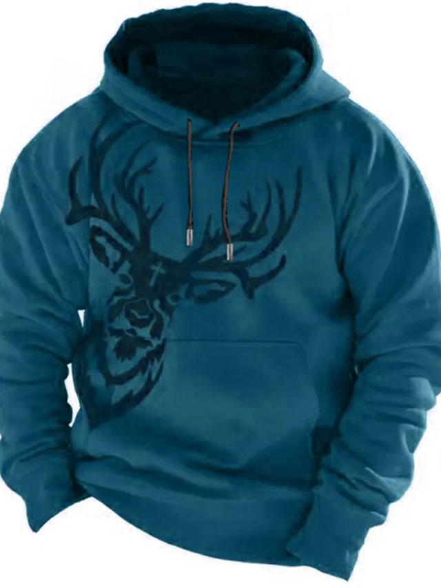  Men's Graphic Animal Hoodies Hoodie Long Sleeve Hoodie Sweatshirt Hooded Fashion 3D Print Sports Outdoor Holiday Vacation Blue Orange Print Front Pocket Spring &  Fall Designer