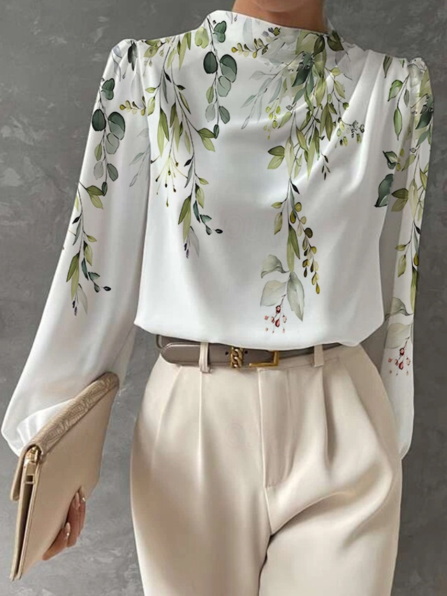  Bluză pentru femei fashion florală imprimeu cu fluturi mânecă lungă bluze regulate guler rotund lucru albastru regal albastru violet verde khaki primăvară și toamnă