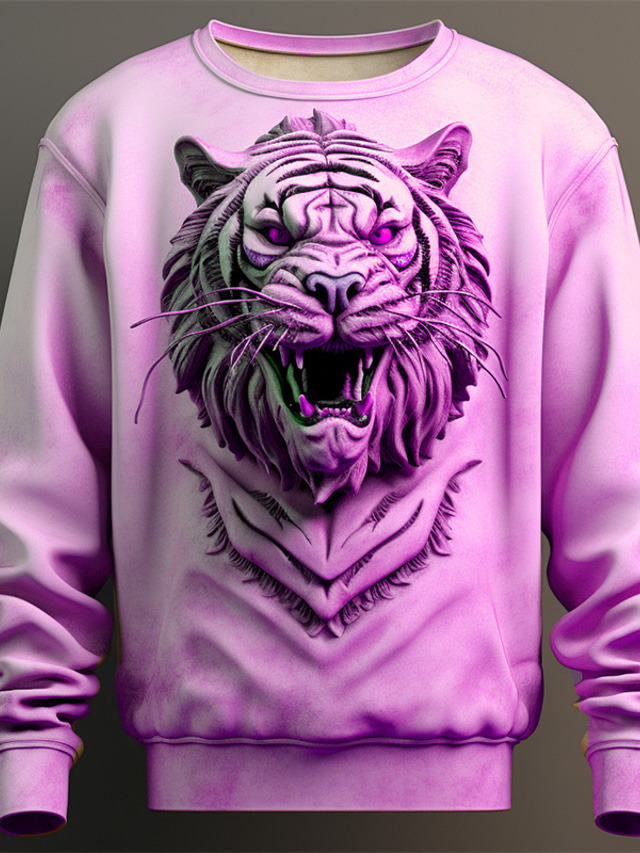  Graphic Animal Men's Fashion 3D Print Golf Pullover Sweatshirt Holiday Vacation Going out Sweatshirts Blue Purple Long Sleeve Crew Neck Print Spring &  Fall Designer Hoodie Sweatshirt