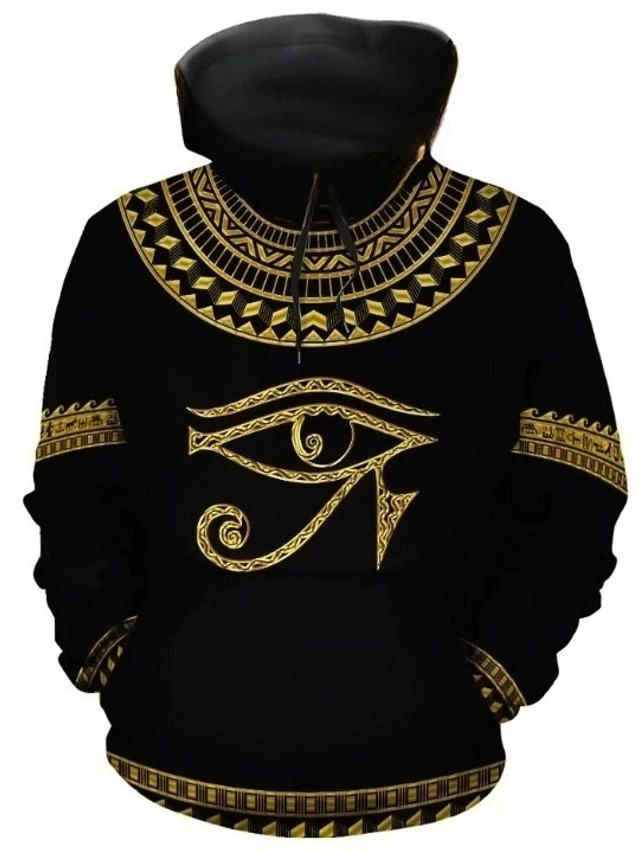  Graphic Tribal Men's Daily 3D Print Hoodie Sports Outdoor Holiday Vacation Hoodies Black Gold Gold Long Sleeve Hooded Print Front Pocket Spring &  Fall Designer Hoodie Sweatshirt