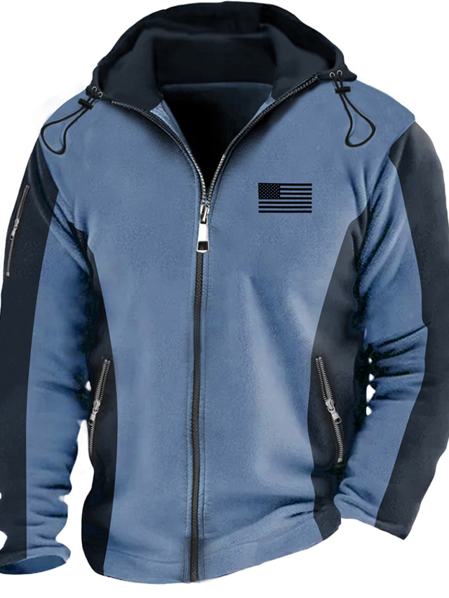  Graphic National Flag Comfort Color Sweatshirts Men's Daily 3D Print Zip Hoodie Sports Outdoor