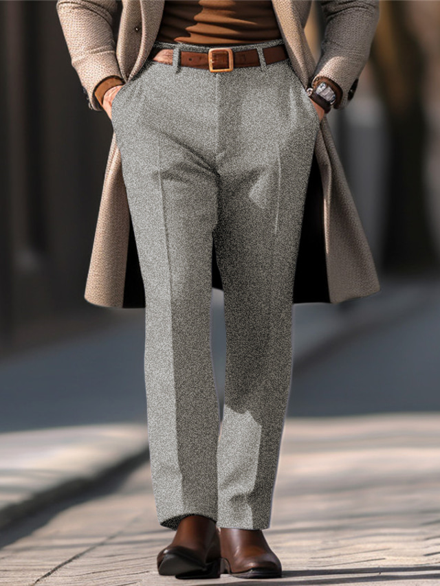  Per uomo pantaloni della tuta Pantaloni Pantaloni casual Pantaloni di tweed Tasca frontale Gamba dritta Liscio Comfort Attività commerciale Giornaliero Per eventi Di tendenza Moderno Nero Cachi