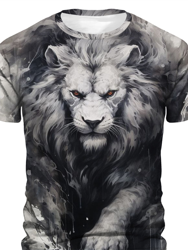  Graphic Animal Lion Daily Designer Retro Vintage Men's 3D Print T shirt Tee Sports Outdoor Holiday Going out T shirt Pink Blue Green Short Sleeve Crew Neck Shirt Spring & Summer Clothing Apparel S M
