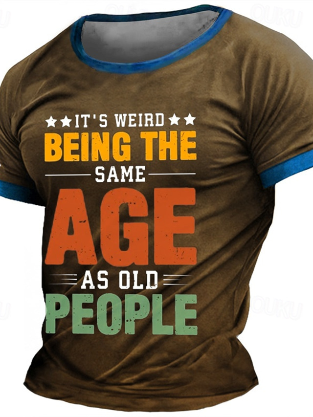  Men's Graphic Letter T shirt Short Sleeve T shirt 3D Print Crew Neck Shirt Daily Designer Retro Vintage Sports Outdoor Holiday Going out Black Brown Army Green Spring & Summer Clothing Apparel S M L