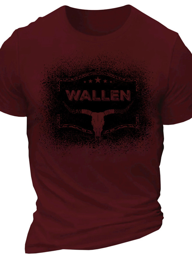  Voor heren Cowboy T-shirt 100% katoen Korte mouw Grafisch Shirt Wit Bordeaux Leger Groen Comfortabel T-shirt Buitensporten Feestdagen Modeontwerper kleding