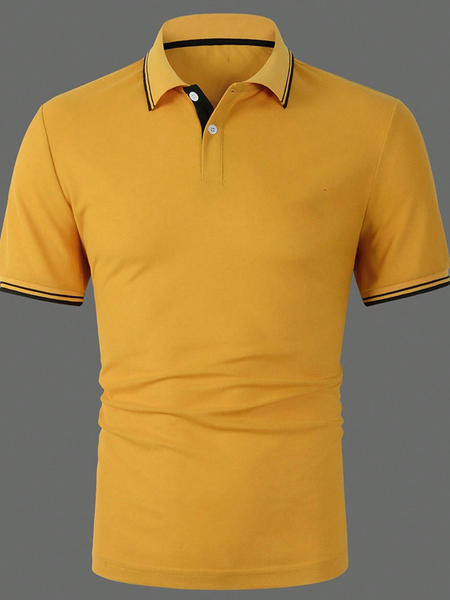  Men's Polo Shirt Button Up Polos Casual Holiday Lapel Short Sleeve Fashion Basic Plain Button Summer Regular Fit White Yellow Blue Green Polo Shirt