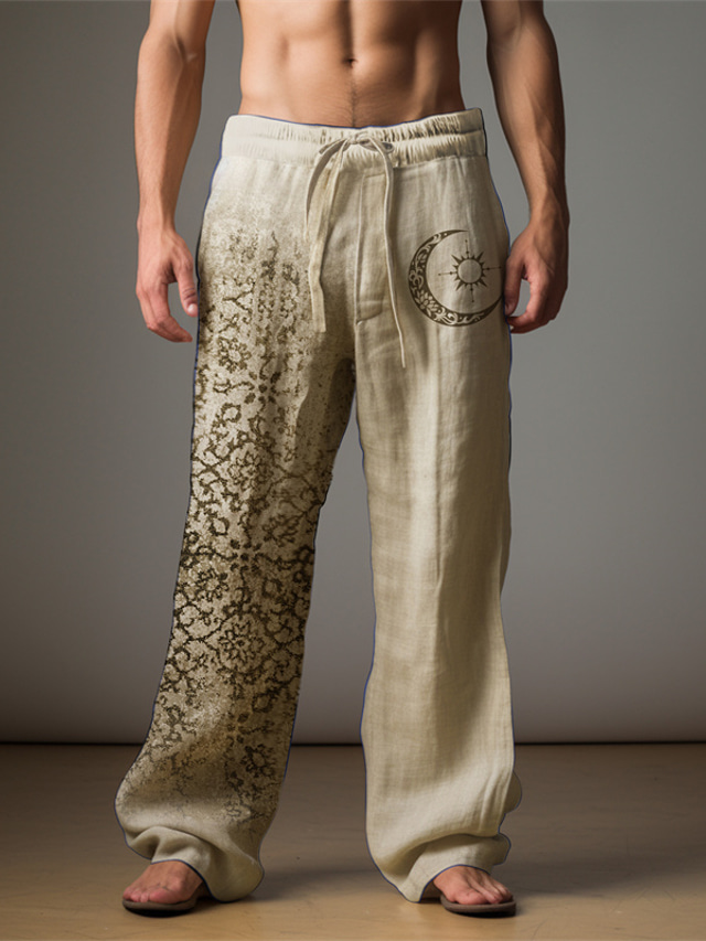  Bărbați Casual Grafic MOON Pantaloni Talie medie Purtare Zilnică Vacanță Ieșire Primăvară Toamnă Fit regulat