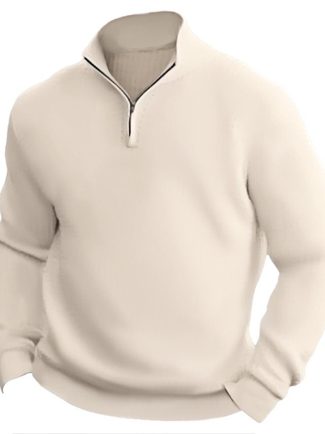  Męskie Sweter sweter Sweter z dzianiny Prążkowany Robić na drutach Regularny Dzianiny Równina Quarter Zip Zatrzymujący ciepło Współczesny współczesny Dzienne zużycie Wyjściowe Odzież Jesień Zima