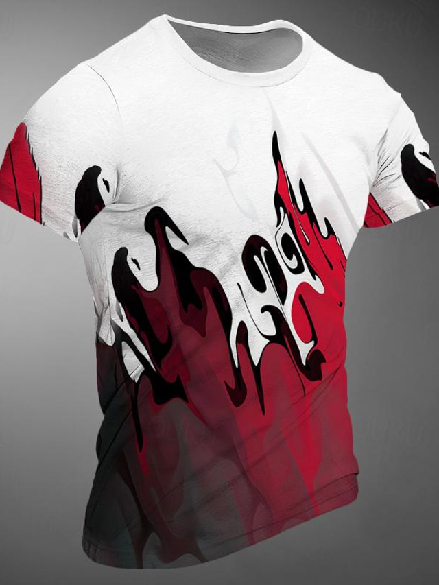  Γραφική Συνδυασμός Χρωμάτων Φλόγα Αθλήματα Καθημερινά Καθημερινό Ανδρικά 3D εκτύπωση Μπλουζάκι Υπαίθρια Αθλήματα Αργίες Εξόδου Κοντομάνικη μπλούζα Ρουμπίνι Θαλασσί Βυσσινί Κοντομάνικο