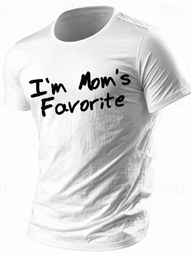  Men's I'm Mom's Favorite T shirt Tee Top 100% Cotton Short Sleeve Graphic Shirt Black White Burgundy Comfortable Tee Sports Outdoor Holiday Fashion Designer Clothing