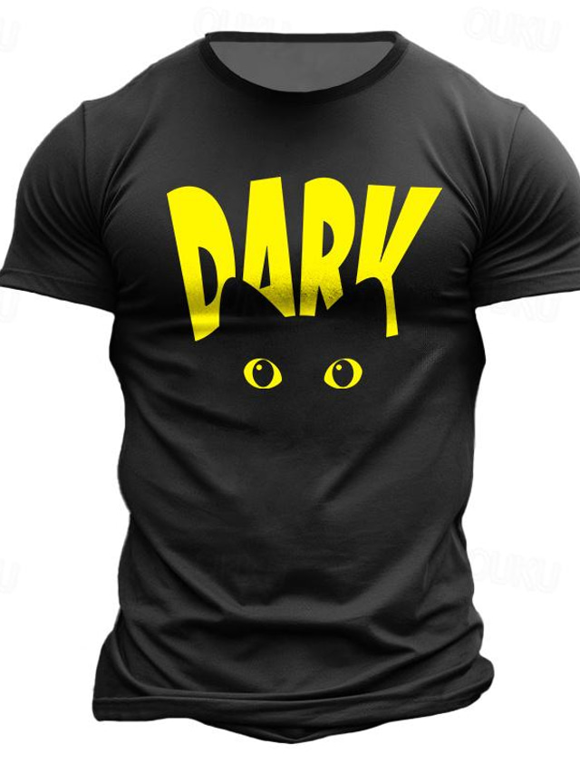  Γραφική Γάτα Σκούρο Καθημερινά Υψηλής Ποιότητας Καθημερινό Ανδρικά 3D εκτύπωση Μπλουζάκι Υπαίθρια Αθλήματα Αργίες Εξόδου Κοντομάνικη μπλούζα Μαύρο Βαθυγάλαζο Καφέ Κοντομάνικο Στρογγυλή Ψηλή Λαιμόκοψη