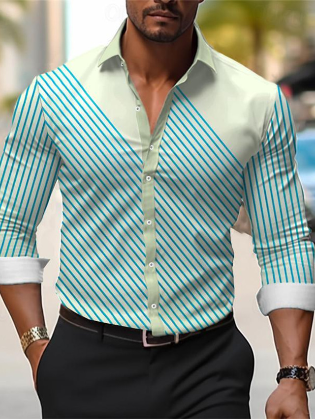  Ταινία Business Casual Ανδρικά Εκτυπωμένα πουκάμισα ΕΞΩΤΕΡΙΚΟΥ ΧΩΡΟΥ Φορέστε στη δουλειά Καθημερινά Ρούχα Ανοιξη καλοκαίρι Απορρίπτω Μακρυμάνικο Μαύρο, Ρουμπίνι, Θαλασσί Τ, M, L