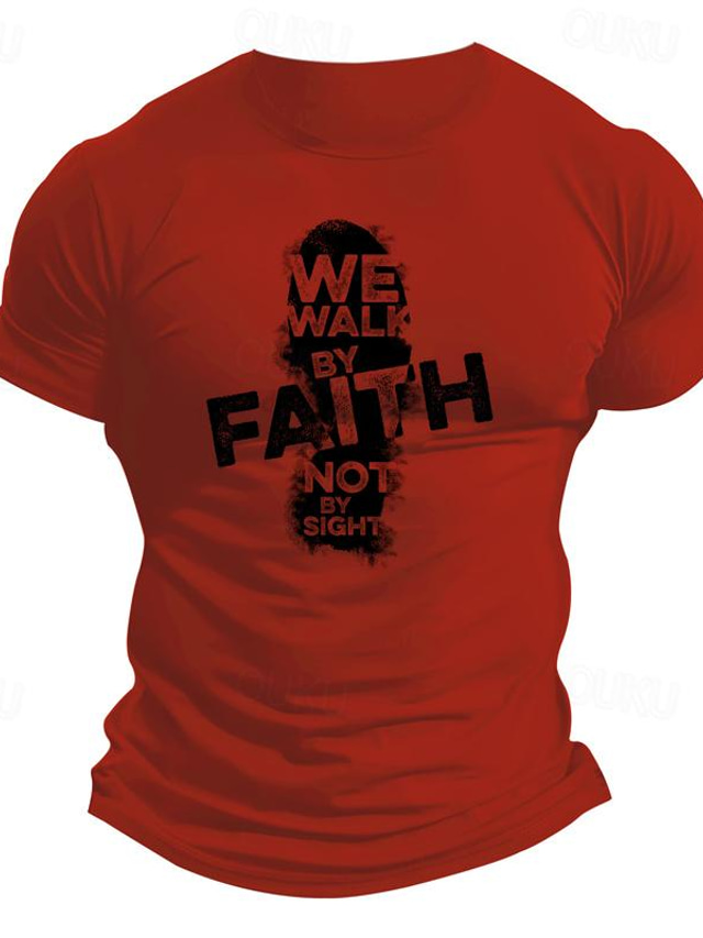  Faith Printed Men's 100% Cotton Graphic T Shirt Sports Classic Shirt Short Sleeve Comfortable Tee Street Sports Outdoor Summer Fashion Designer Clothing