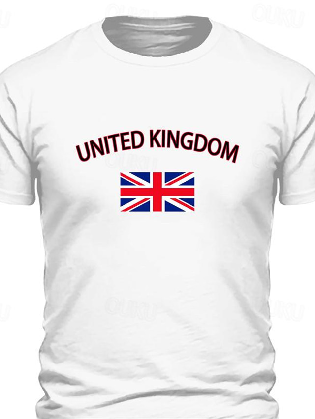  Royaume-Uni drapeau national hommes graphique coton t-shirt sport classique chemise décontractée à manches courtes confortable t-shirt sport en plein air vacances été vêtements de créateur de mode