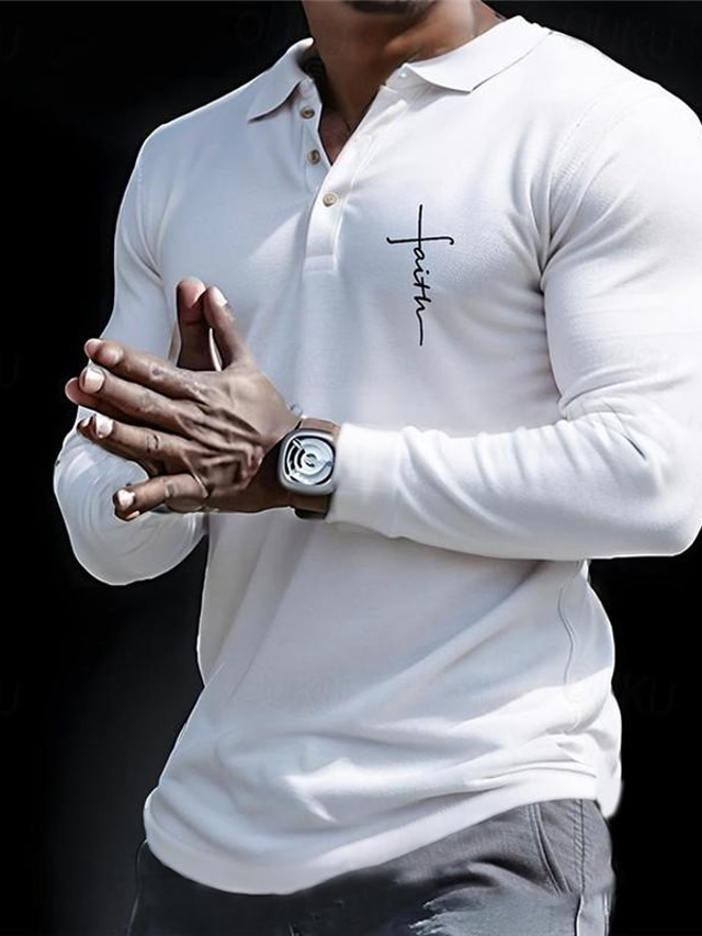  hit férfi üzleti alkalmi alkalmi 3D mintás gofri póló ing szabadtéri munka utcai ruha poliészter hosszú ujjú turndown pólók fehér rózsaszín tavaszi & nyári s m l mikroelasztikus hajtóka póló