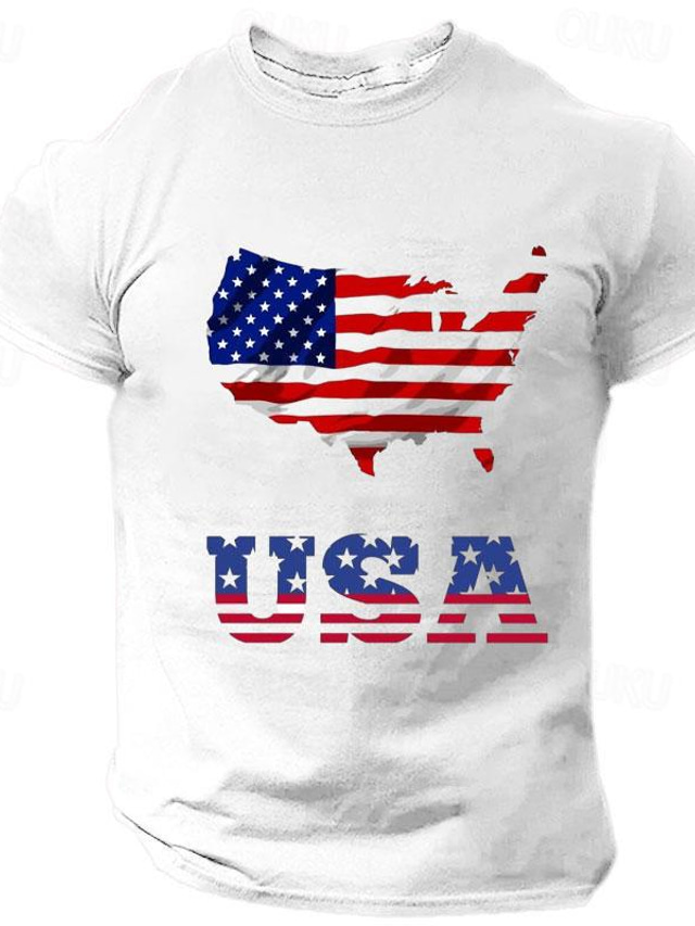  USA France UK Men's Graphic Cotton T Shirt Sports Classic Casual Shirt Short Sleeve Comfortable Tee Sports Outdoor Holiday Summer Fashion Designer Clothing