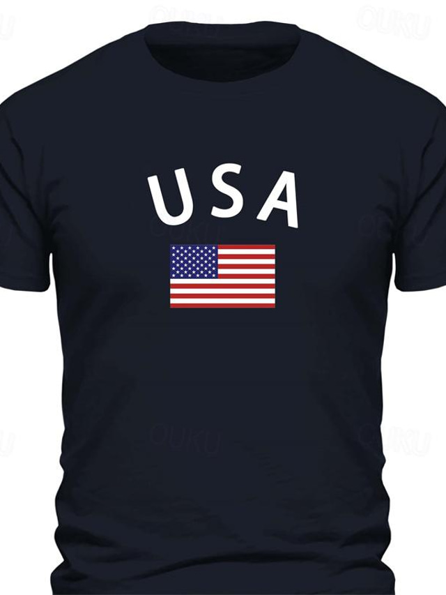  amerikansk flag herre grafisk bomuld t-shirt sport klassisk afslappet skjorte korte ærmer behagelig t-shirt sport udendørs ferie sommer mode designer tøj