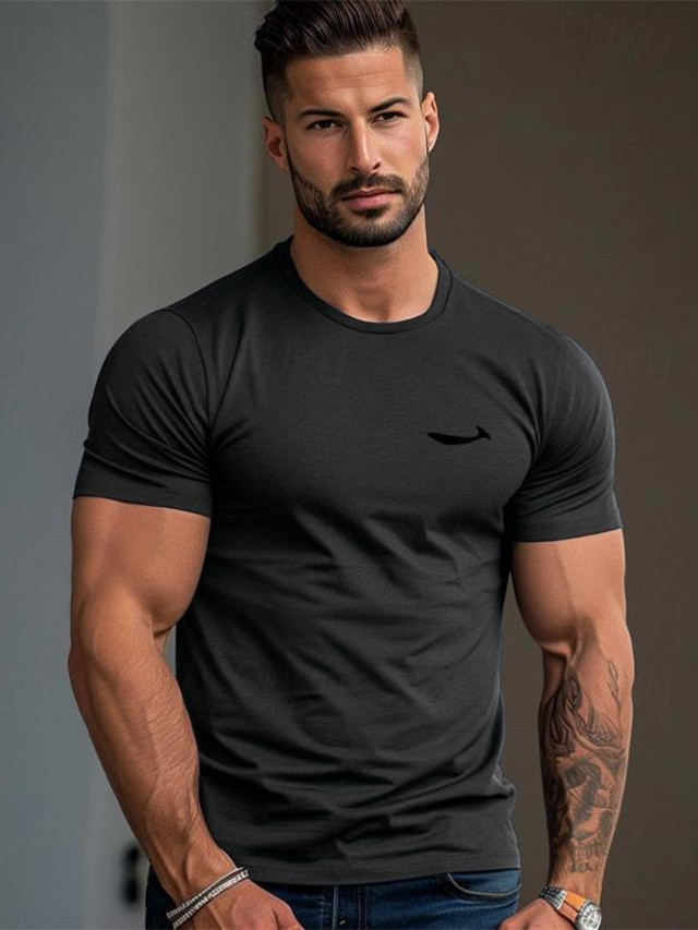  Men's Print T shirt Tee Top 100% Cotton Short Sleeve Graphic Shirt White Gray Comfortable Tee Street Sports Outdoor Fashion Designer Clothing