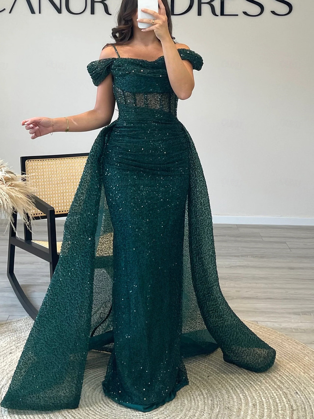 Robe De Bal Longue Marine - Taille 8, Haut étincelant, Portée Une Fois (occasion Très Bon état)