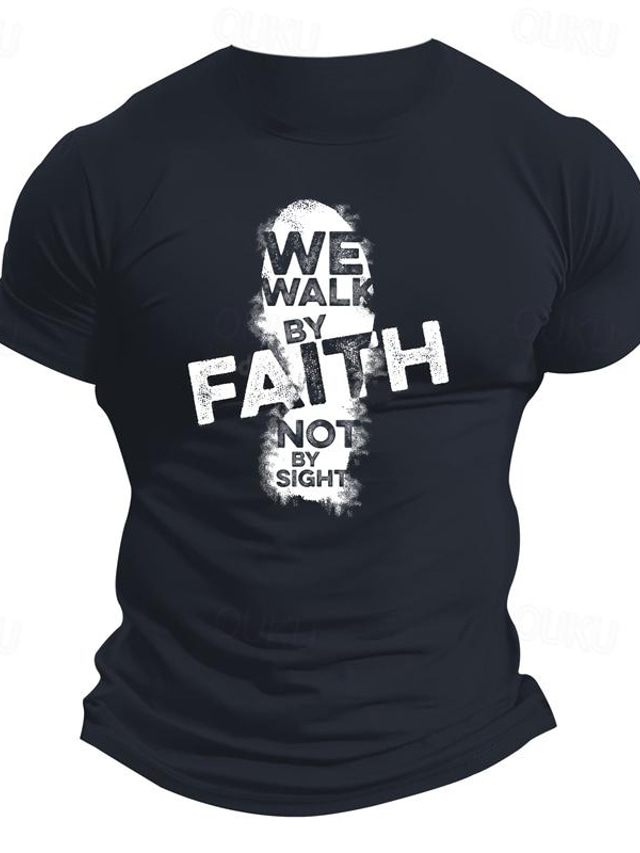 Faith Printed Men's Graphic Cotton T Shirt Sports Classic Shirt Short Sleeve Comfortable Tee Street Sports Outdoor Summer Fashion Designer Clothing