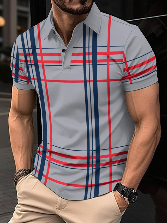  Voor heren POLO Shirt Werk Straat Strijkijzer Korte Mouw Effen / effen kleur Standaard Zomer Ruim Passend As Rijst Wit Marine POLO Shirt