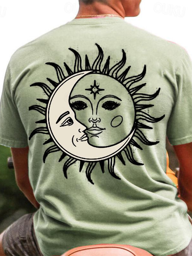  Graficzny Księżyc Słońce Codzienny Designerskie Styl kurortowy Męskie Druk 3D Podkoszulek Sporty na świeżym powietrzu Święto Wyjściowe Podkoszulek Niebieski Zielony Khaki Krótki rękaw Półgolf Koszula