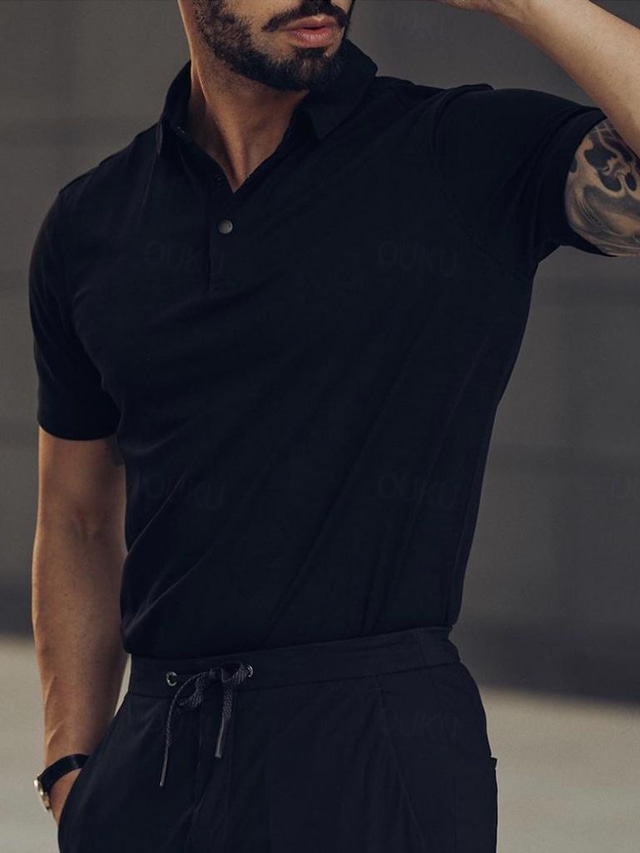  Hombre POLO Camiseta de golf Casual Deportes Diseño Manga Corta Moda Básico Plano Botón Verano Ajuste regular Negro Blanco POLO