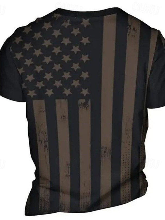  Γραφική Αετός Αμερικάνικη σημαία Ρετρό / Βίντατζ Καθημερινό Στυλ δρόμου Ανδρικά 3D εκτύπωση Μπλουζάκι Υπαίθρια Αθλήματα Αργίες Εξόδου Κοντομάνικη μπλούζα Μαύρο Μπορντώ Βαθυγάλαζο Κοντομάνικο