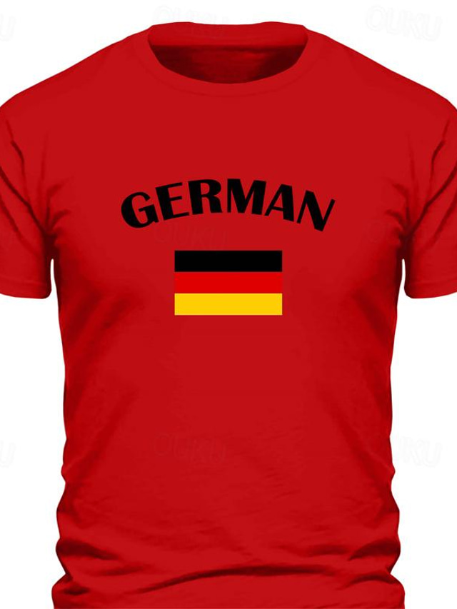  Men's Germany National Flag T shirt Tee Top Cotton Short Sleeve Graphic Shirt Black White Red Comfortable Tee Sports Outdoor Holiday Fashion Designer Clothing