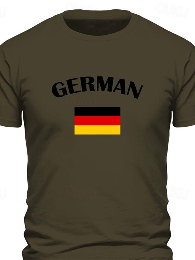  Germany National Flag Men's Graphic Cotton T Shirt Sports Classic Casual Shirt Short Sleeve Comfortable Tee Sports Outdoor Holiday Summer Fashion Designer Clothing