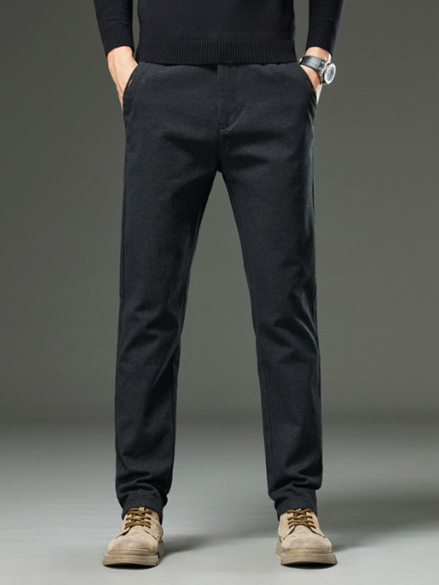  Męskie Garnitury Spodnie Spodnie waflowe Niejednolita całość Przednia kieszeń Kolorowy blok Komfort Biznes Codzienny Święto Moda Szykowne i nowoczesne Czarny Biały Średnio elastyczny