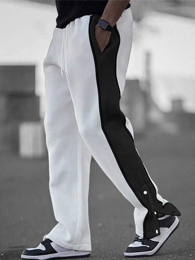  Męskie Spodnie dresowe Uprawiający jogging Spodnie Niejednolita całość Ściągana na sznurek Elastyczny pas Kolorowy blok Komfort Oddychający Codzienny Święto Sport Moda Czarny Biały