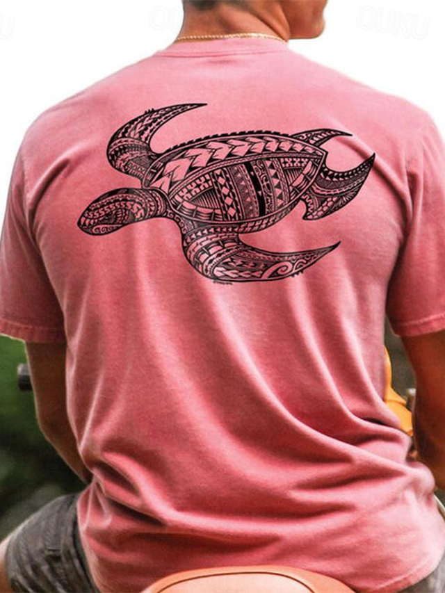  Kuvitettu Eläin Kilpikonna Päivittäin Suunnittelija Vapaa-aika Miesten 3D-tulostus T-paita Pyhäpäivä Loma Bile T-paita Vaaleanpunainen Sininen Apila Lyhythihainen Tiukka pyöreä kaula-aukko Paita