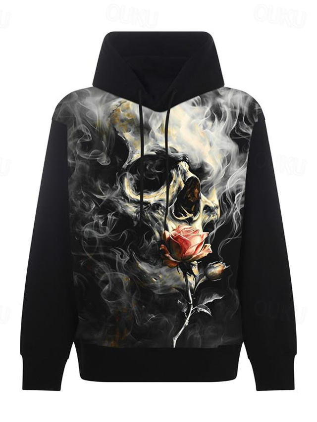  OldVanguard x Sui | Skull Smoke Rose Punk Gothic Streetwear Hoodie Sweatshirt