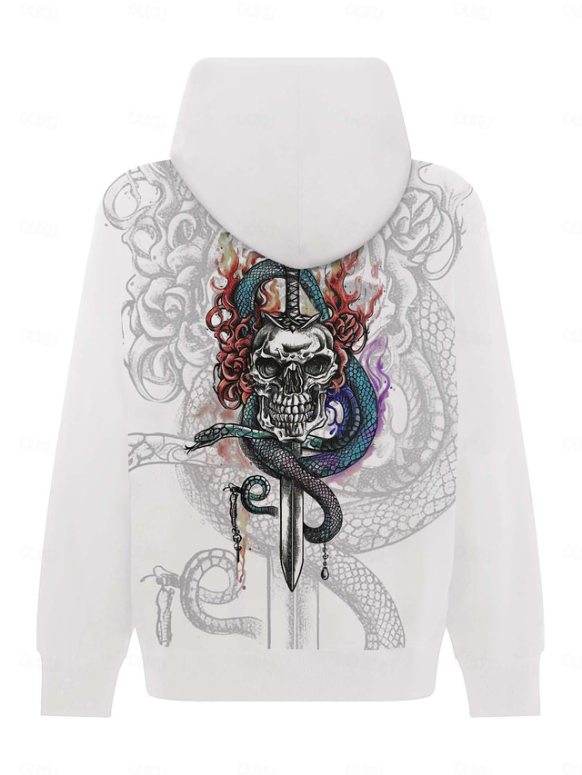  Σκελετός Φίδι Ανδρικά Punk Gothic 3D εκτύπωση Φούτερ με Κουκούλα Πάρτι Αργίες Streetwear Με Κουκούλα Μαύρο Λευκό Μακρυμάνικο Με Κουκούλα Στάμπα Μπροστινή τσέπη Άνοιξη & Χειμώνας Σχεδιαστής