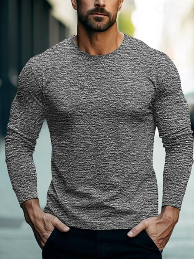  Homme T shirt Tee T-shirt Chemise à manches longues Plein Col Ras du Cou Plein Air Vacances manche longue Vêtement Tenue Mode Design basique