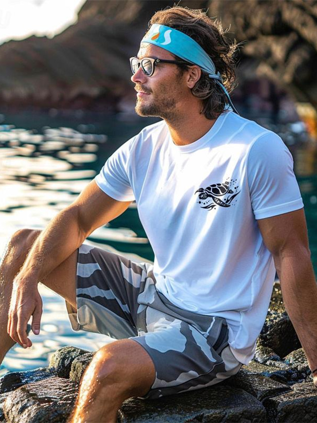 Carefree Interlude X Joshua Jo Men's Turtles Printed Vacation Short Sleeve T Shirts