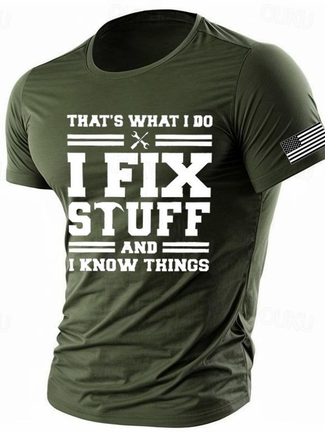  „I Fix Stuff“-T-Shirt mit Nationalflagge, grafisches Herren-T-Shirt aus Baumwolle, sportliches, klassisches Hemd, kurzärmlig, bequemes T-Shirt, Straße, Urlaub, Sommer, Modedesigner-Kleidung