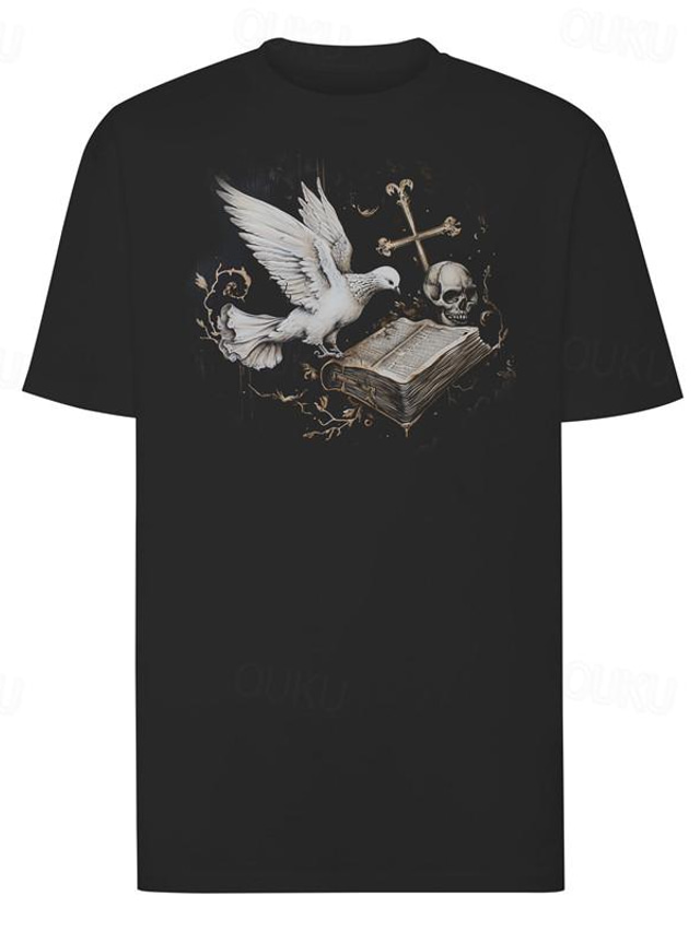  OldVanguard x Sui | Pigeon Skeleton Punk Gothic 100% Cotton T-shirt