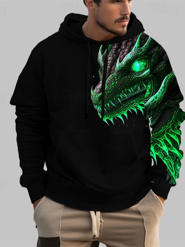  dragon guardian x komfort farge sweatshirts lu | menns rød mørk drage streetwear hettegenser lang