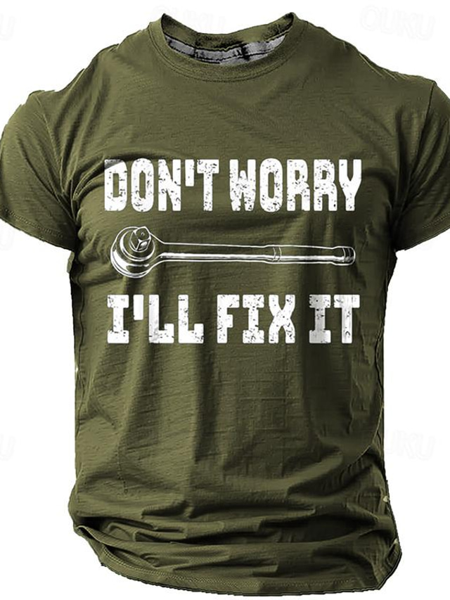  Don't Worry I'll Fix It Street Style Men's 3D Print T shirt Tee Sports Outdoor Holiday Going out T shirt Black Navy Blue Brown Short Sleeve Crew Neck Shirt Spring & Summer Clothing Apparel S M L