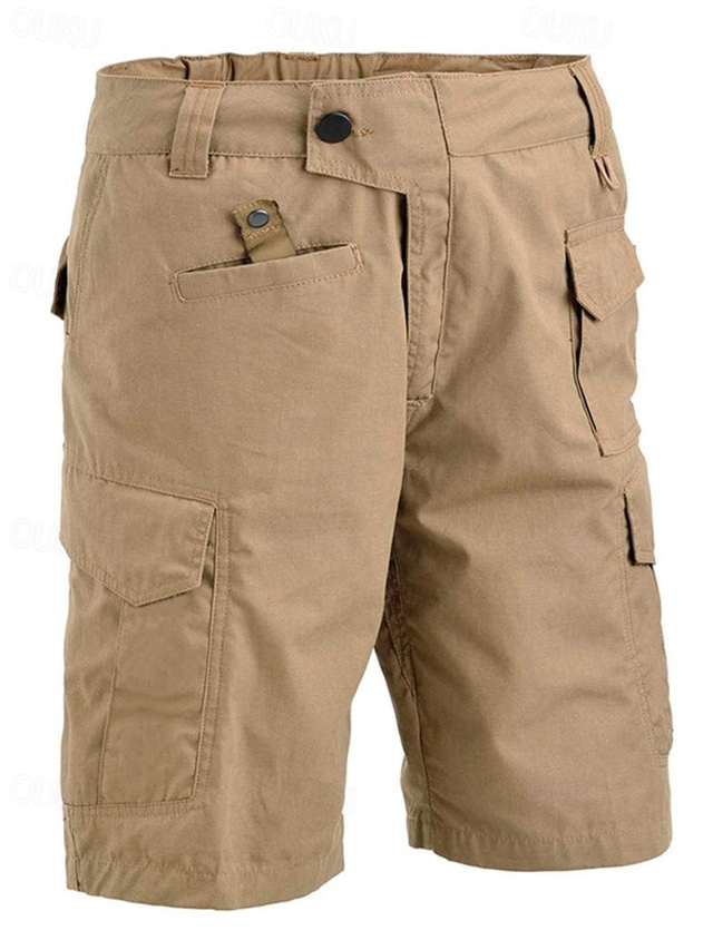  Men's Tactical Shorts Cargo Shorts Shorts Button Elastic Waist Multi Pocket Plain Comfort Breathable Short Outdoor Daily Holiday Cotton Blend Fashion Casual Khaki Grey